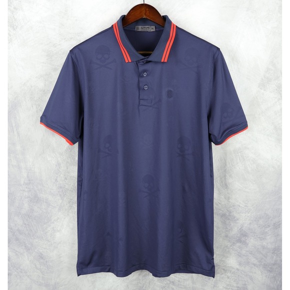 G/FORE Other - G/FORE Polo Shirt Mens XL Navy Blue Skull Jacquard G4MF22K115 Short Sleeve